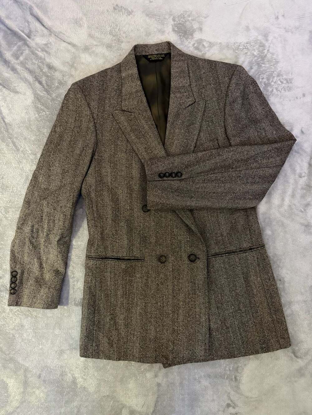 Fioravanti Vintage Herringbone Double Breasted Wool Blazer